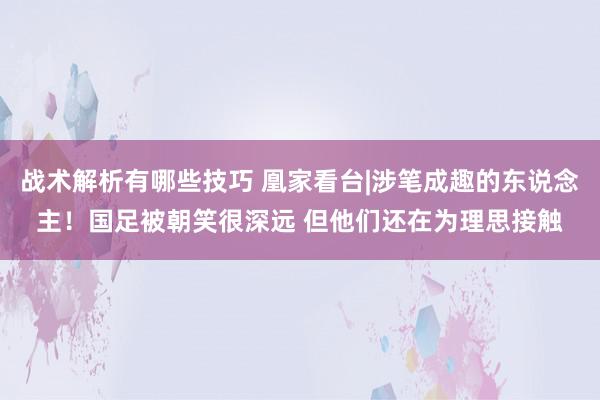 战术解析有哪些技巧 凰家看台|涉笔成趣的东说念主！国足被朝笑很深远 但他们还在为理思接触