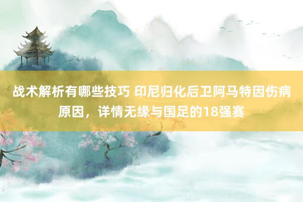 战术解析有哪些技巧 印尼归化后卫阿马特因伤病原因，详情无缘与国足的18强赛