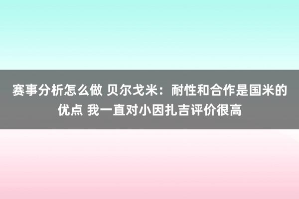 赛事分析怎么做 贝尔戈米：耐性和合作是国米的优点 我一直对小因扎吉评价很高