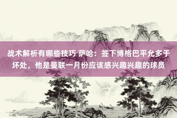 战术解析有哪些技巧 萨哈：签下博格巴平允多于坏处，他是曼联一月份应该感兴趣兴趣的球员