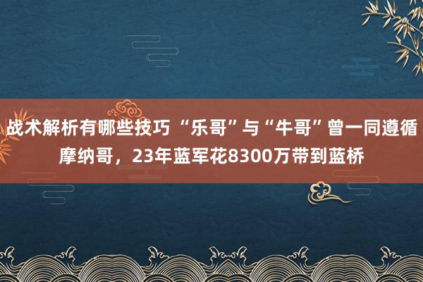 战术解析有哪些技巧 “乐哥”与“牛哥”曾一同遵循摩纳哥，23年蓝军花8300万带到蓝桥