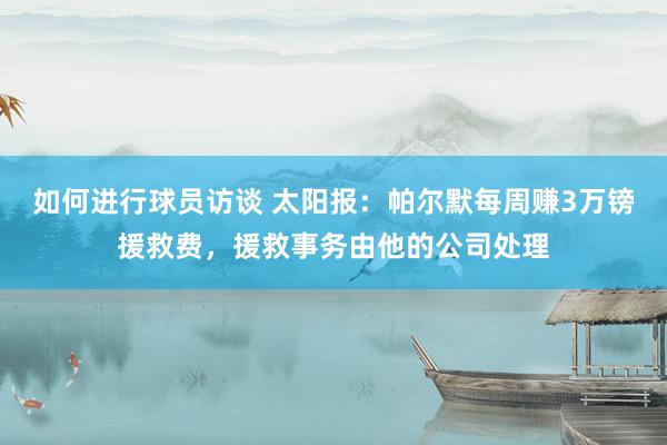 如何进行球员访谈 太阳报：帕尔默每周赚3万镑援救费，援救事务由他的公司处理