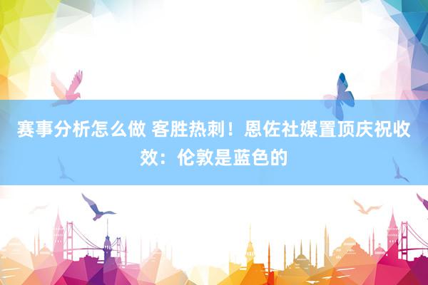 赛事分析怎么做 客胜热刺！恩佐社媒置顶庆祝收效：伦敦是蓝色的