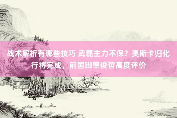 战术解析有哪些技巧 武磊主力不保？奥斯卡归化行将完成，前国脚肇俊哲高度评价