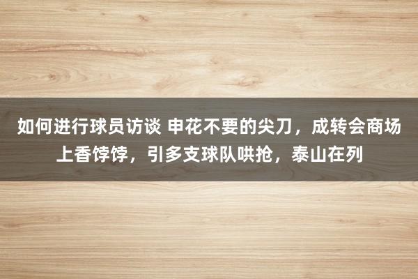 如何进行球员访谈 申花不要的尖刀，成转会商场上香饽饽，引多支球队哄抢，泰山在列